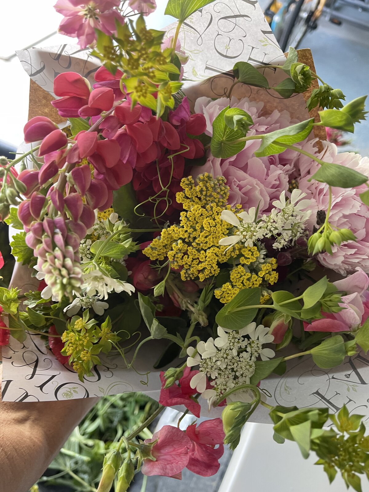 Spring bouquet — Cosmos · daisies · lavender